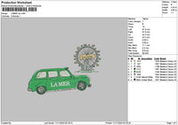 Car Green 1124 Embroidery File 6 sizes