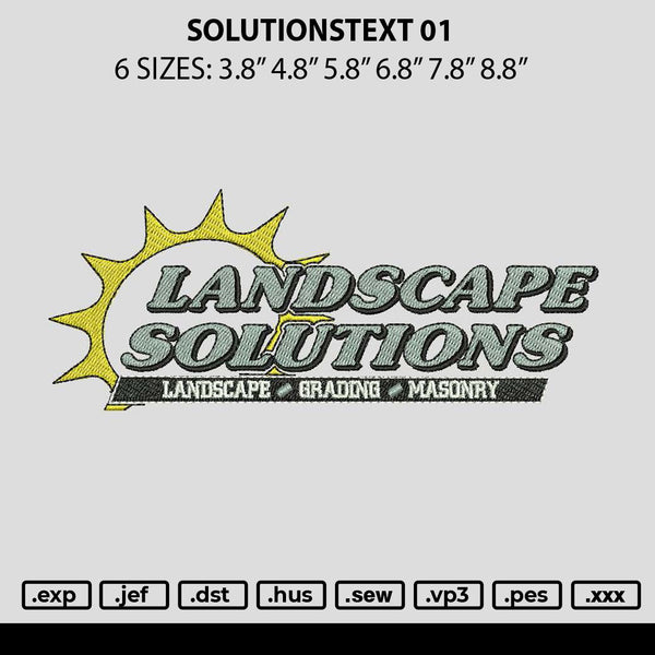 Solutionstext 01 Embroidery File 6 sizes