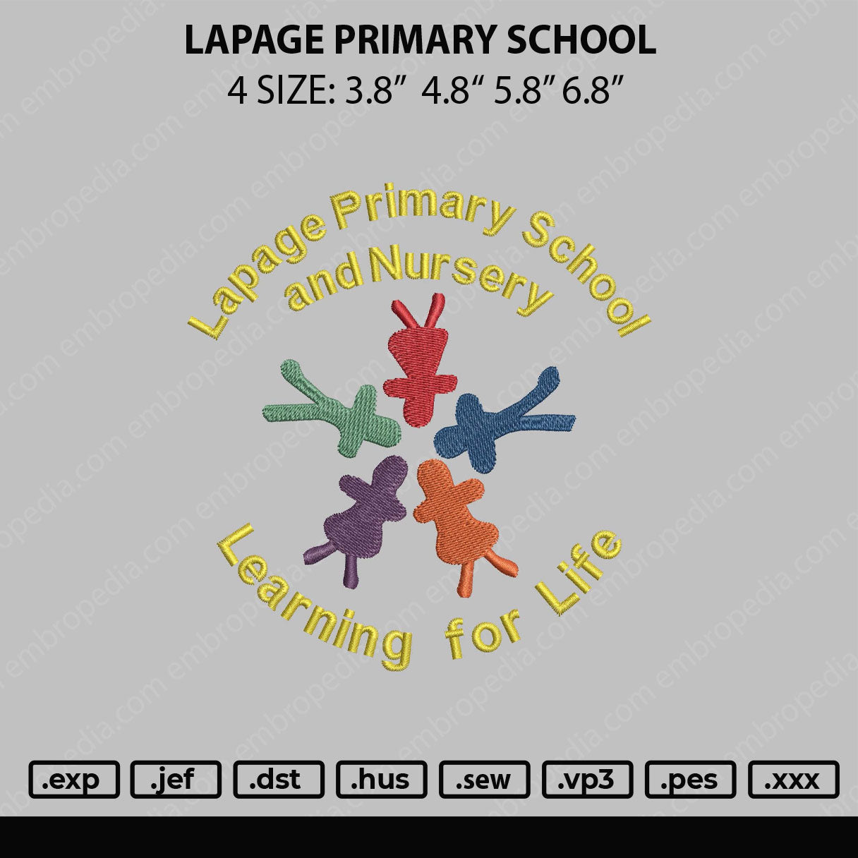 Lapage Primary School Embroidery File 4 sizes