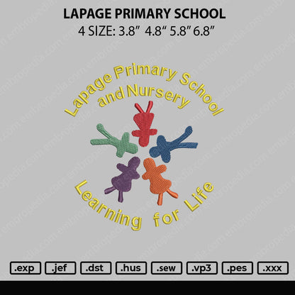 Lapage Primary School Embroidery File 4 sizes