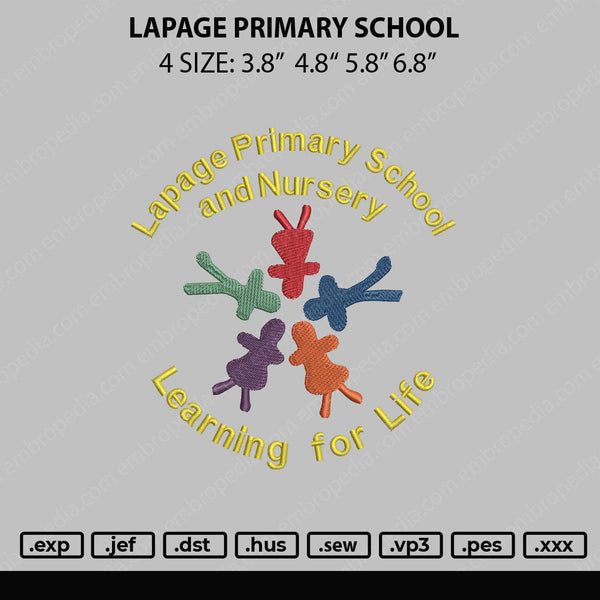 Lapage Primary School Embroidery File 4 sizes