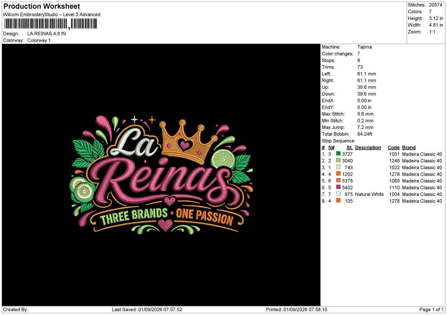 LA REINAS Embroidery Machine Design File 6 sizes
