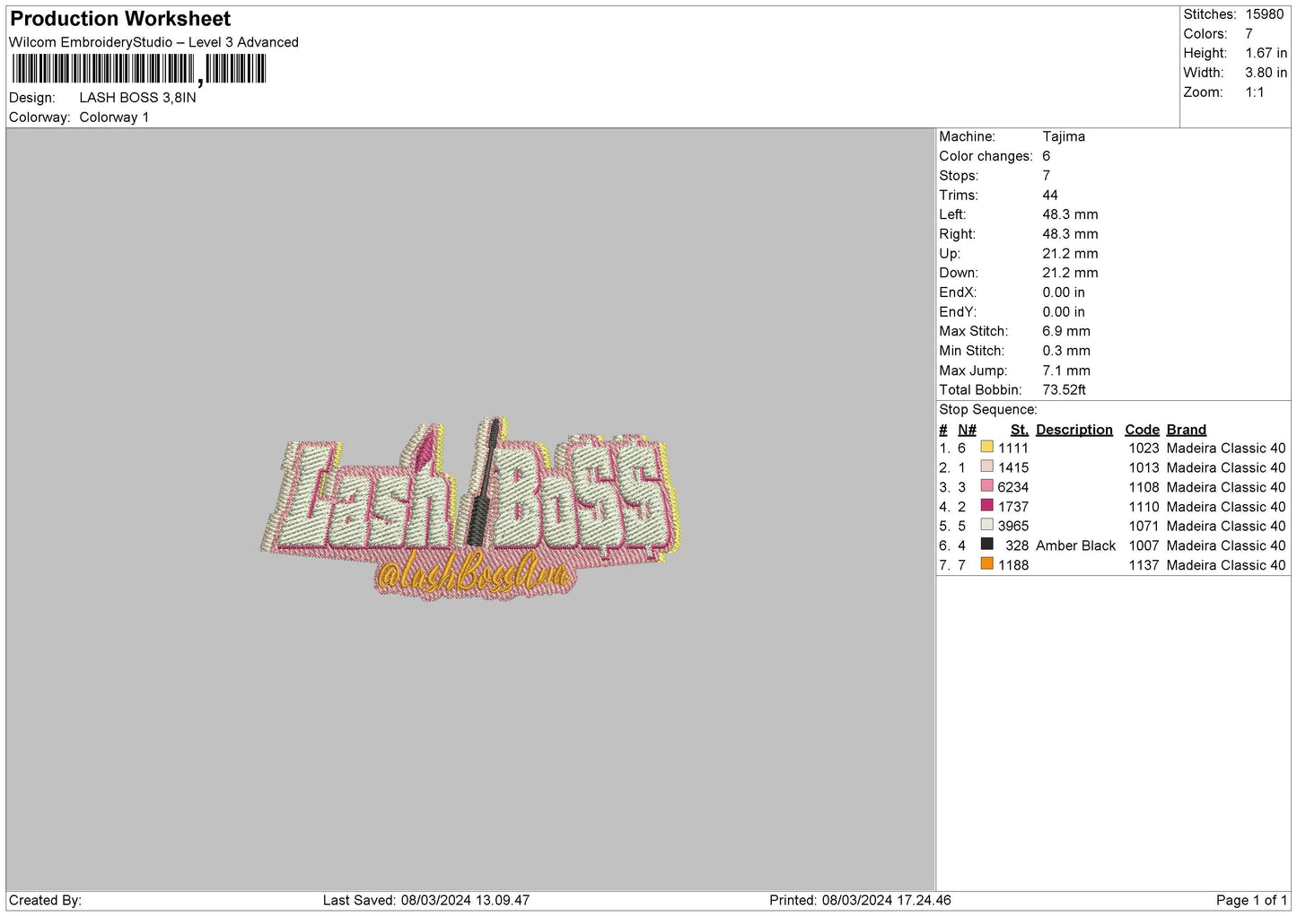 Lashtext 0803 Embroidery File 6 sizes