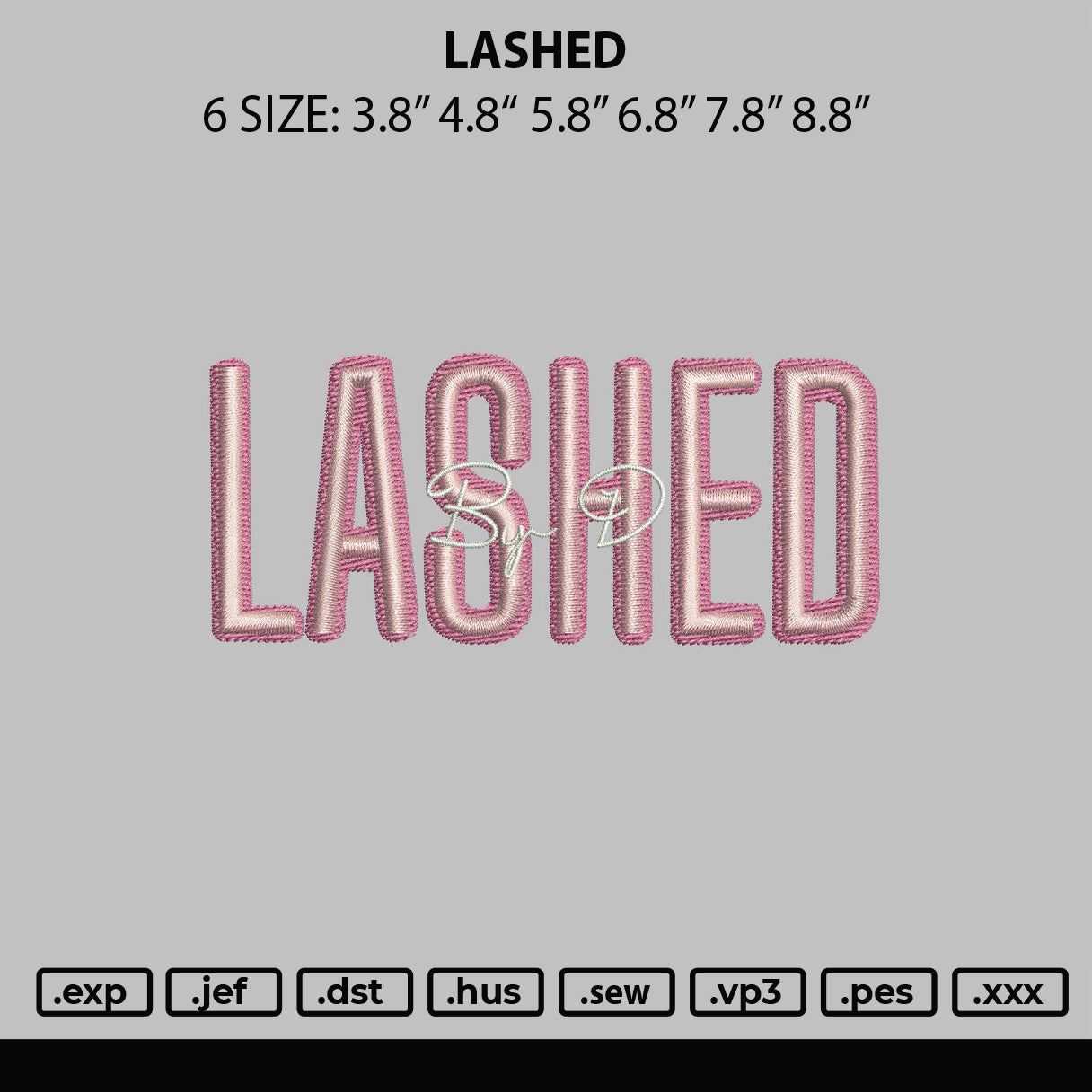 Lashed Embroidery File 6 sizes
