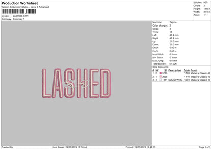 Lashed Embroidery File 6 sizes