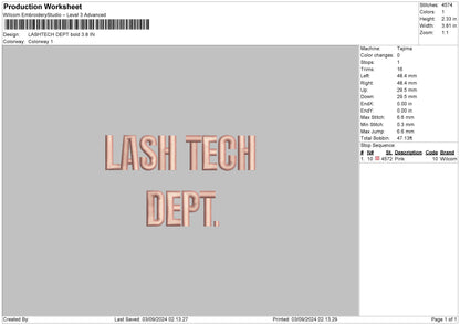 Dept Text Embroidery File 6 sizes