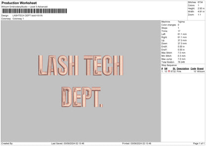 Dept Text Embroidery File 6 sizes