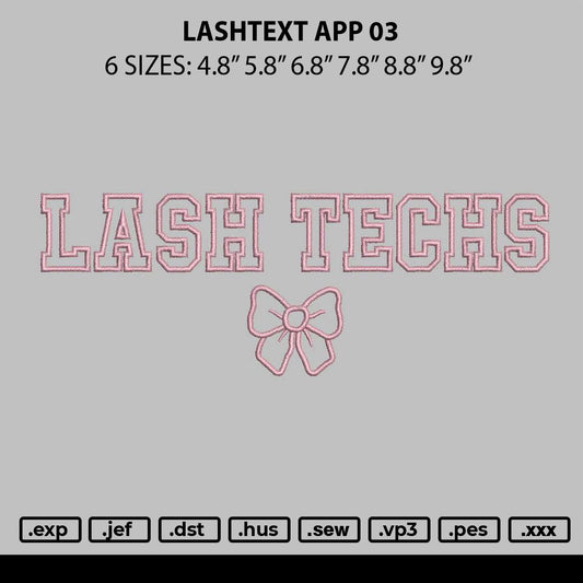 Lashtext App 03 Embroidery File 6 sizes
