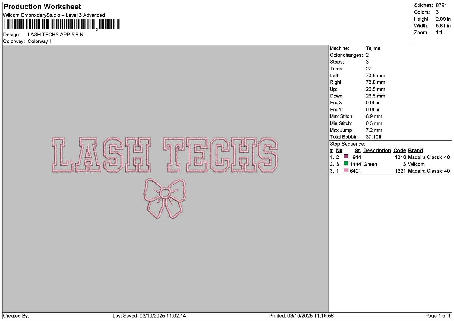 Lashtext App 03 Embroidery File 6 sizes