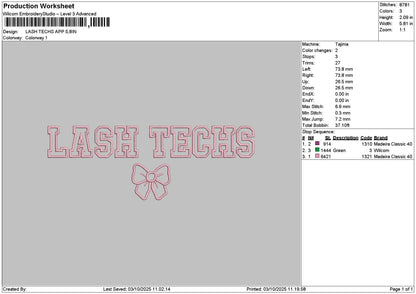 Lashtext App 03 Embroidery File 6 sizes