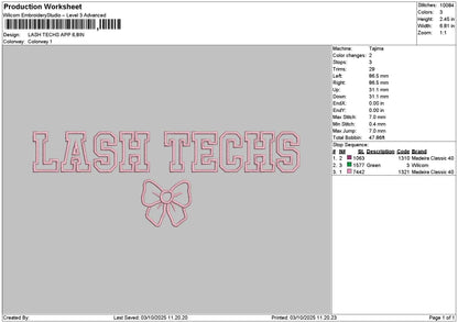 Lashtext App 03 Embroidery File 6 sizes