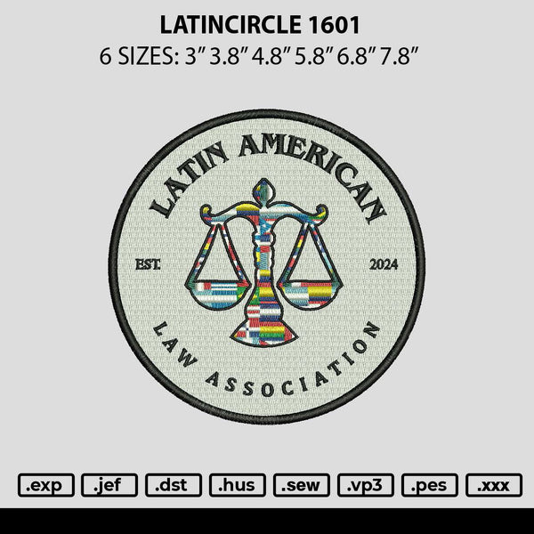 Latincircle 1601 Embroidery File 6 sizes