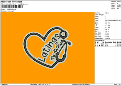 Latinastext Heart Embroidery File 6 sizes