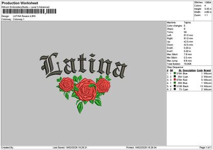 Latinatext Flowers Embroidery File 6 sizes