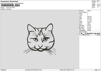 Cat Head Outline Embroidery File 6 sizes