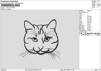 Cat Head Outline Embroidery File 6 sizes