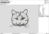 Cat Head Outline Embroidery File 6 sizes