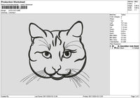 Cat Head Outline Embroidery File 6 sizes