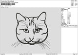 Cat Head Outline Embroidery File 6 sizes