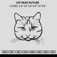 Cat Head Outline Embroidery File 6 sizes