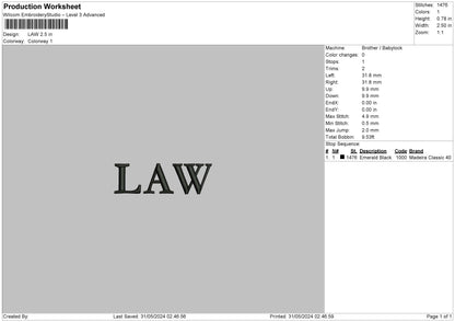 Lawtext Embroidery File 6 sizes