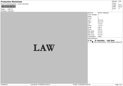 Lawtext Embroidery File 6 sizes