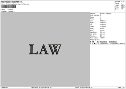 Lawtext Embroidery File 6 sizes