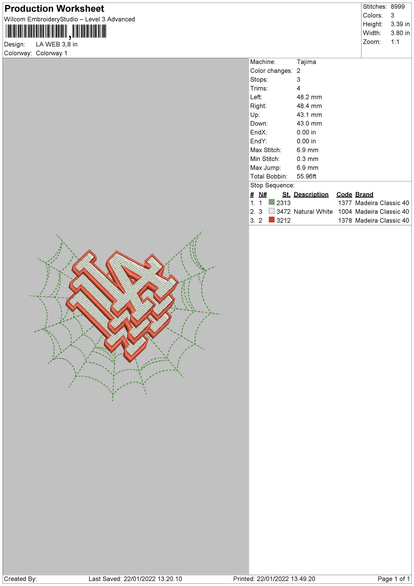 LA Web Embroidery File 4 size