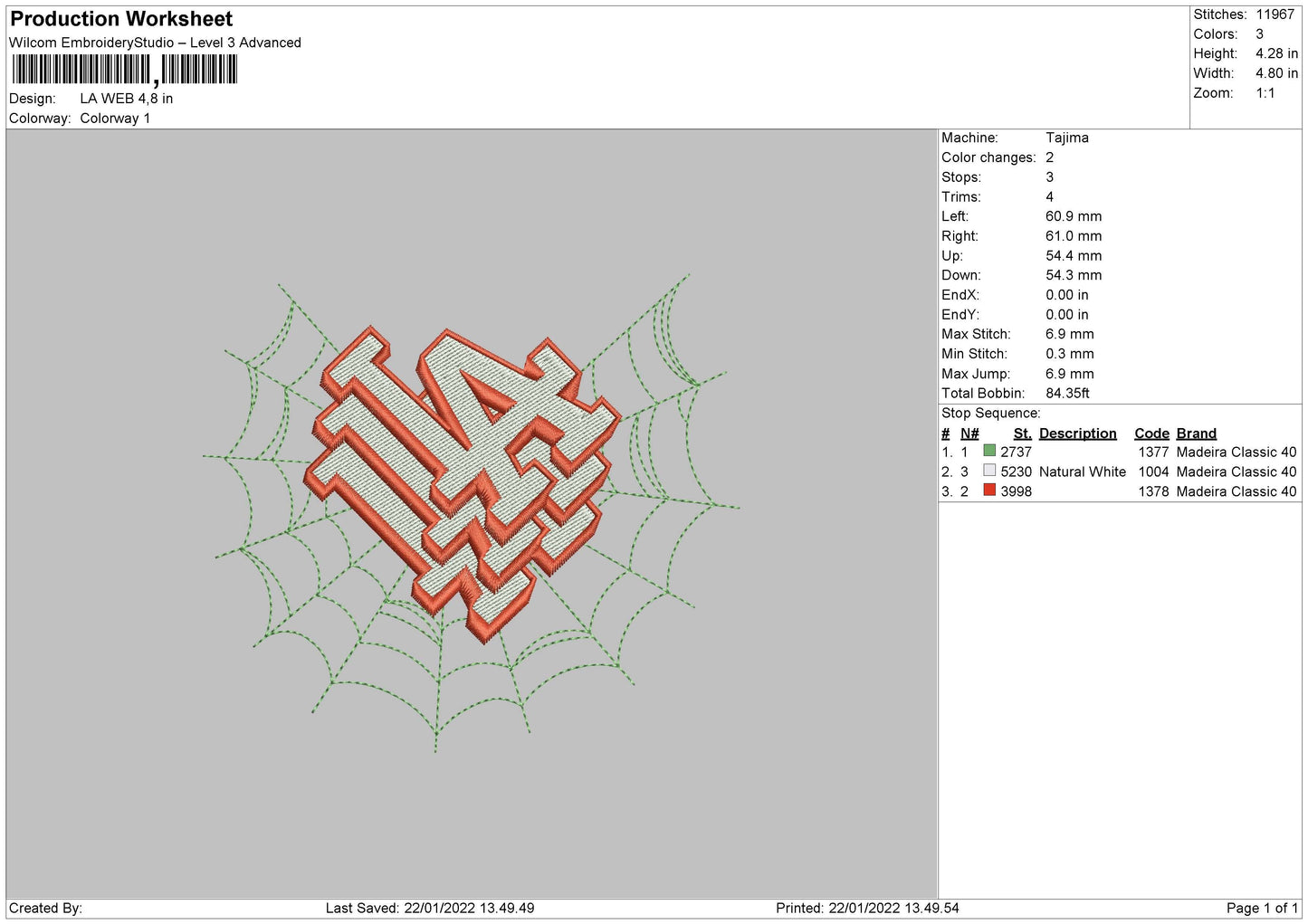 LA Web Embroidery File 4 size