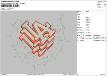 LA Web Embroidery File 4 size