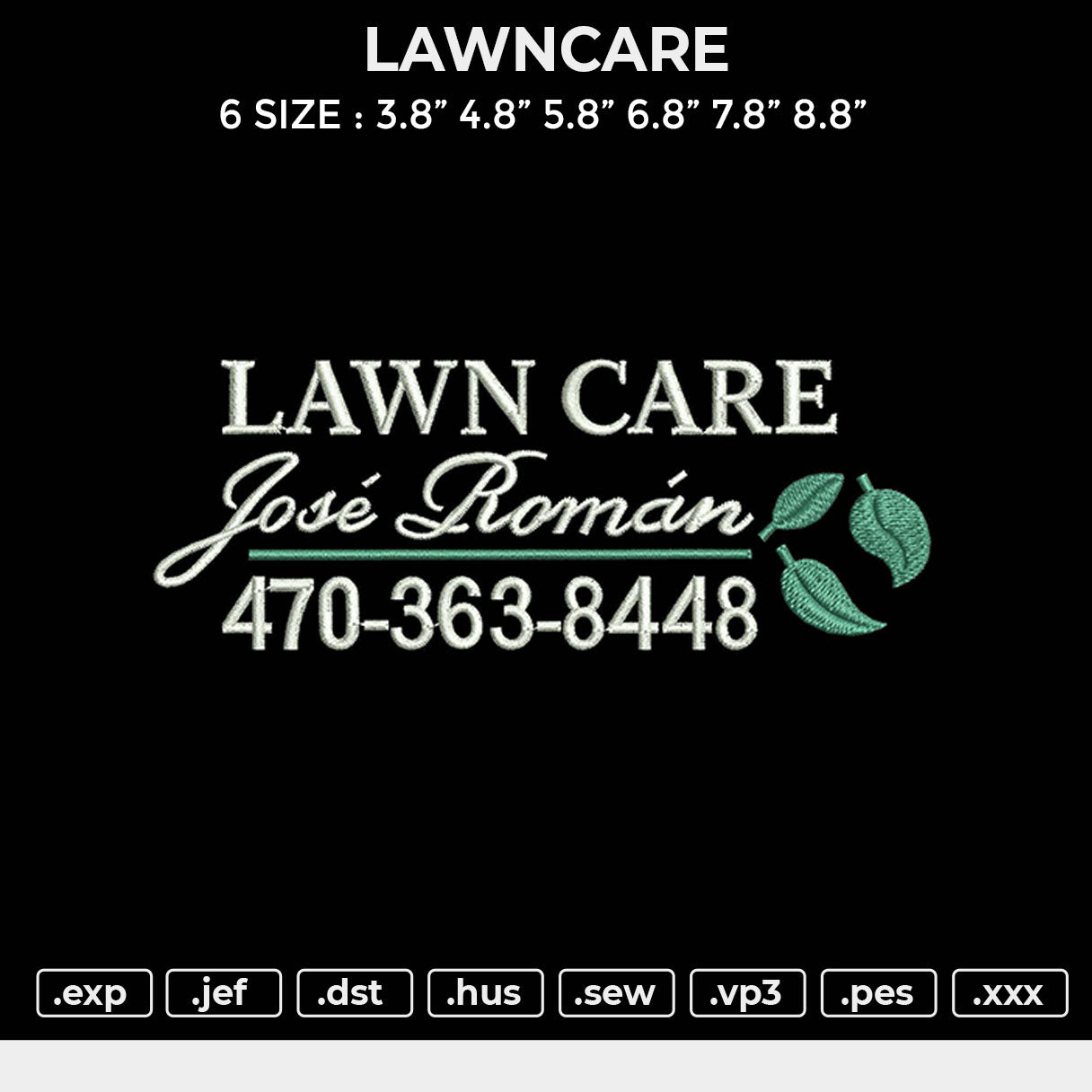 LAWNCARE Embroidery File 6 sizes