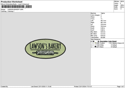 Bakerytext02 Embroidery File 6 sizes