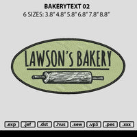 Bakerytext02 Embroidery File 6 sizes