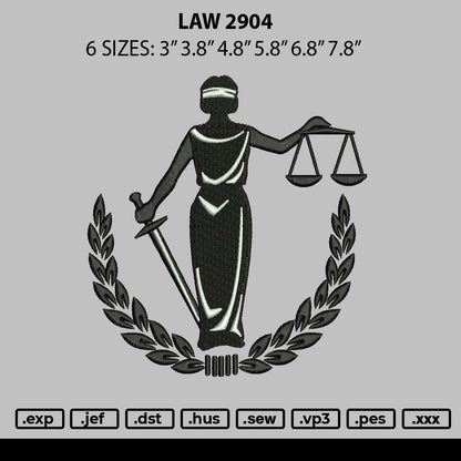 Law 2903 Embroidery File 6 sizes