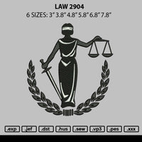 Law 2903 Embroidery File 6 sizes