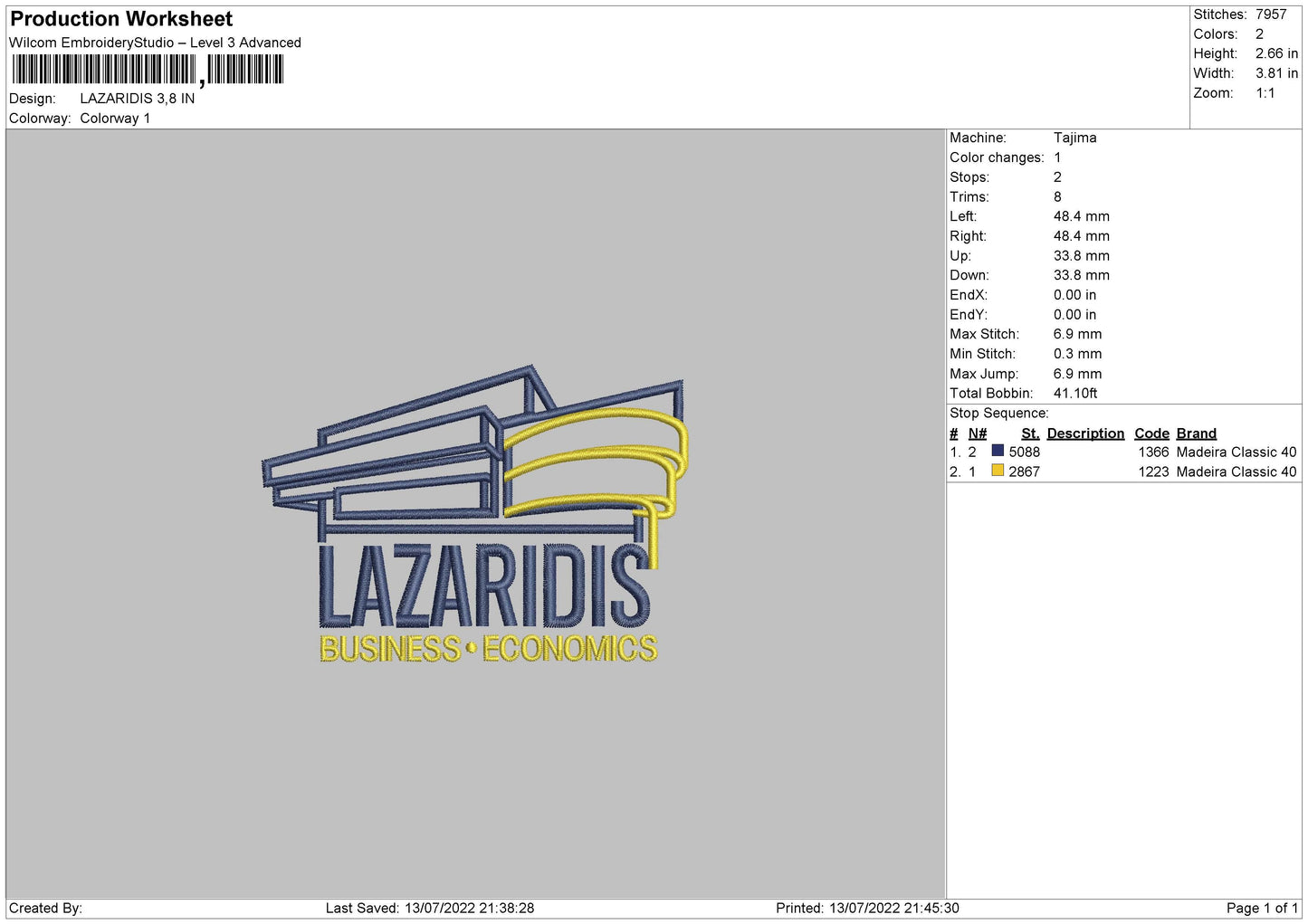Lazaridis Embroidery File 4 sizes