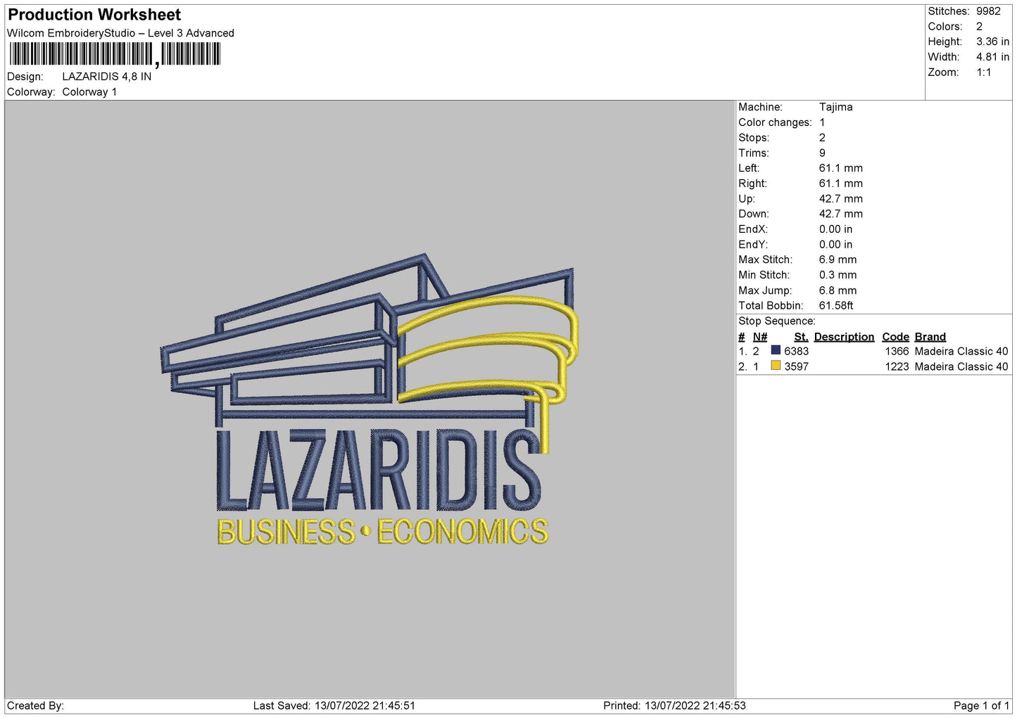 Lazaridis Embroidery File 4 sizes