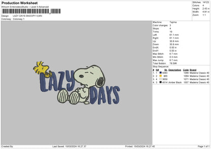 Snoopytext 1503 Embroidery File 6 sizes