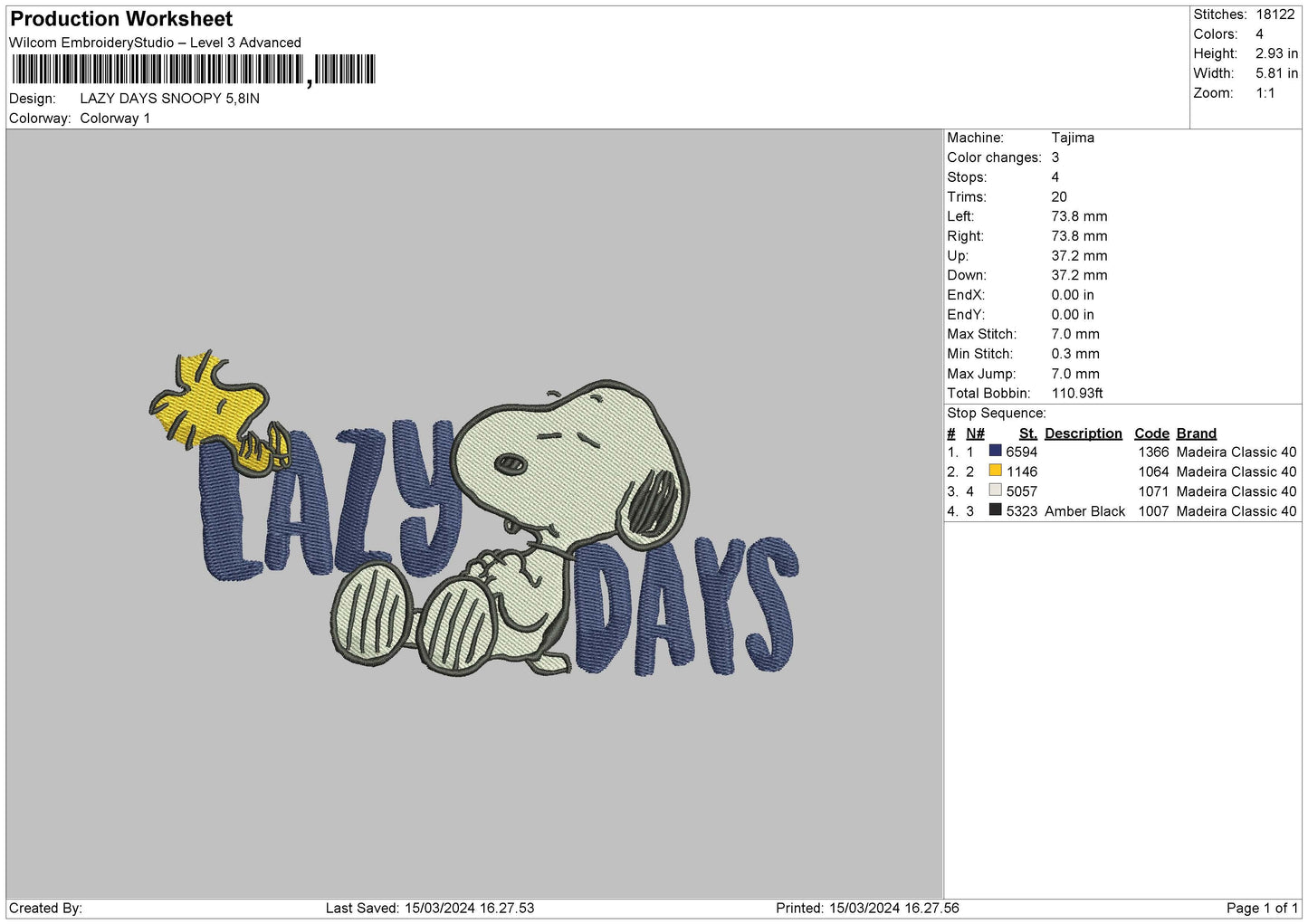Snoopytext 1503 Embroidery File 6 sizes
