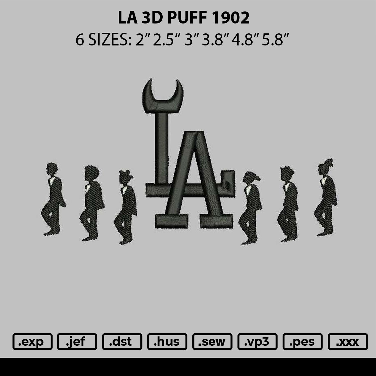 La 3D Puff 1902 Embroidery File 6 sizes