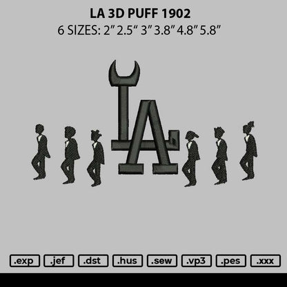 La 3D Puff 1902 Embroidery File 6 sizes