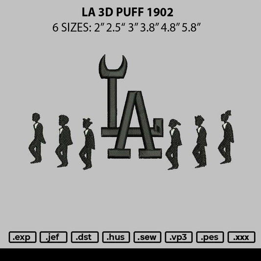 La 3D Puff 1902 Embroidery File 6 sizes