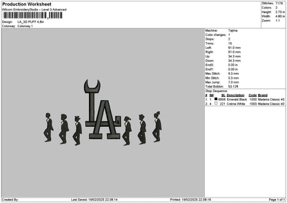 La 3D Puff 1902 Embroidery File 6 sizes