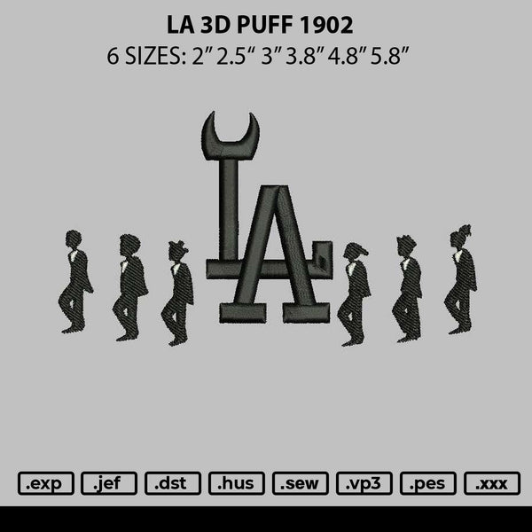 La 3D Puff 1902 Embroidery File 6 sizes