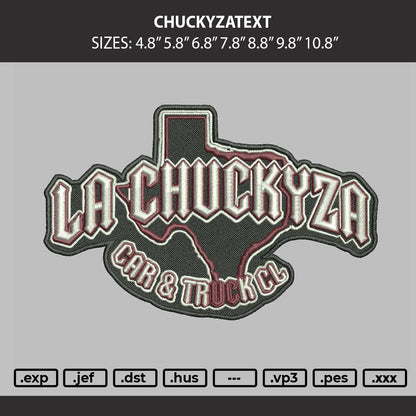 Chuckyzatext Embroidery Machine Design File 6 sizes