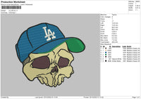 La Skull Embroidery File 6 sizes