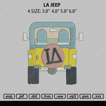 LA Jeep Embroidery File 4 size