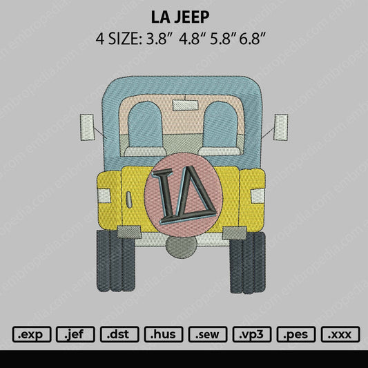 LA Jeep Embroidery File 4 size