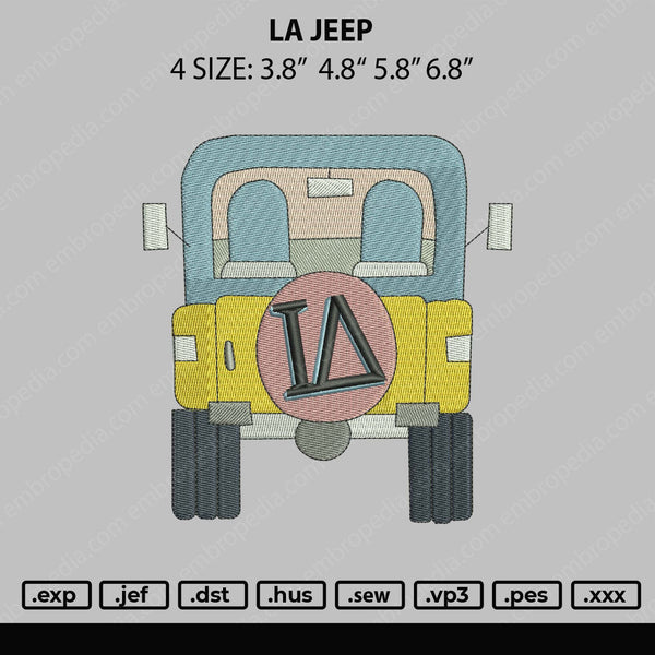 LA Jeep Embroidery File 4 size