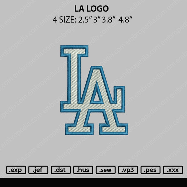 LA Logo Embroidery File 4 size